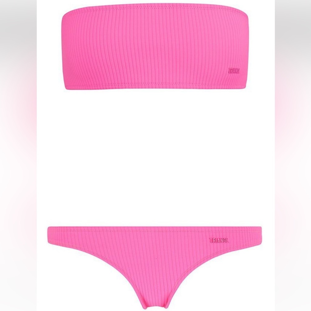 Triangl Swimwear Hot Pink Strapless Bikini Set. Size Small top & bottom
